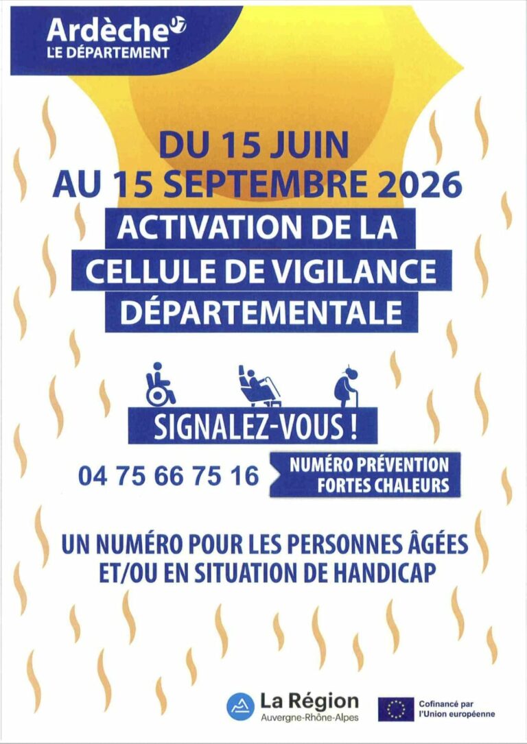 Canicule – Activation de la cellule de vigilance départementale du 15 juin au 15 septembre 2026